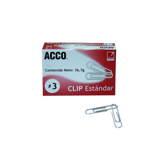CLIP ACCO ESTANDAR No.3 INOXIDABLE 100CLIPS C/10