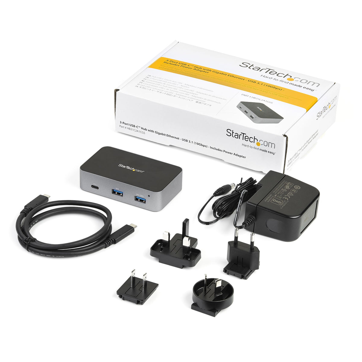 StarTech.com HB31C2A1CGS nodo concentrador USB 3.2 Gen 2 (3.1 Gen 2) Type-C 10000 Mbit/s Negro, Gris
