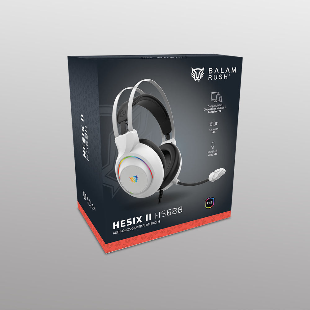 Audífonos Gamer Balam Rush Hesix II HS688 para Xbox OneXbox Series XSNintendo SwitchPCSmartphone Alámbrico 3.5mm Blanco