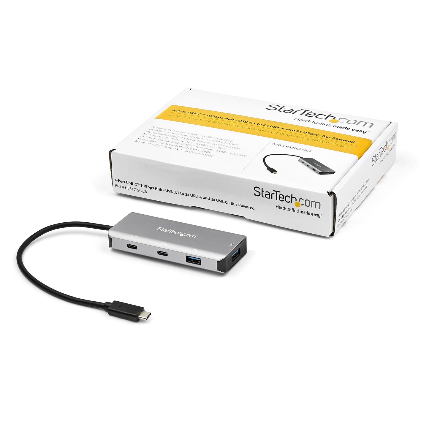 StarTech.com HB31C2A2CB nodo concentrador USB 3.2 Gen 2 (3.1 Gen 2) Type-C 10000 Mbit/s Negro, Gris