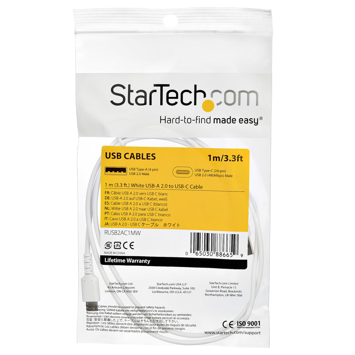 StarTech.com RUSB2AC1MW cable USB USB A USB C 0.48 Gbit/s