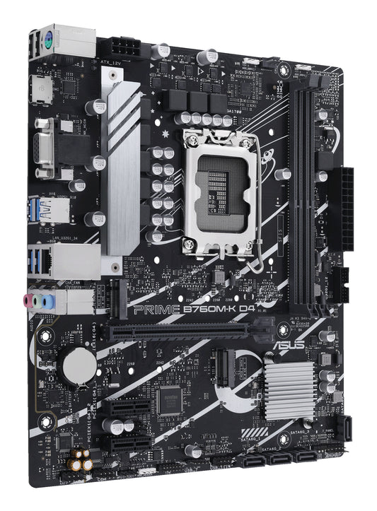 Tarjeta Madre Asus PRIME B760M-K D4 2xDDR4 64GB 5333Mhz PCIe 4.0 M.2 1xHDMI 1xVGA S 1700 13th Gen mATX