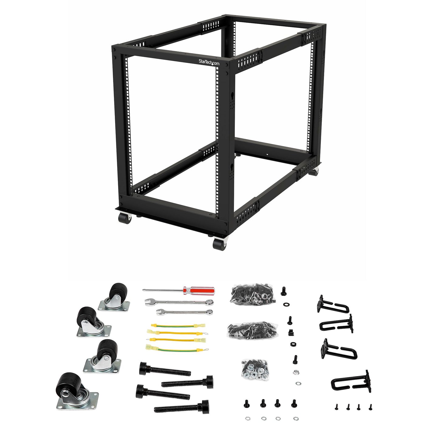 StarTech.com 4POSTRACK15U armario rack Rack o bastidor independiente Negro