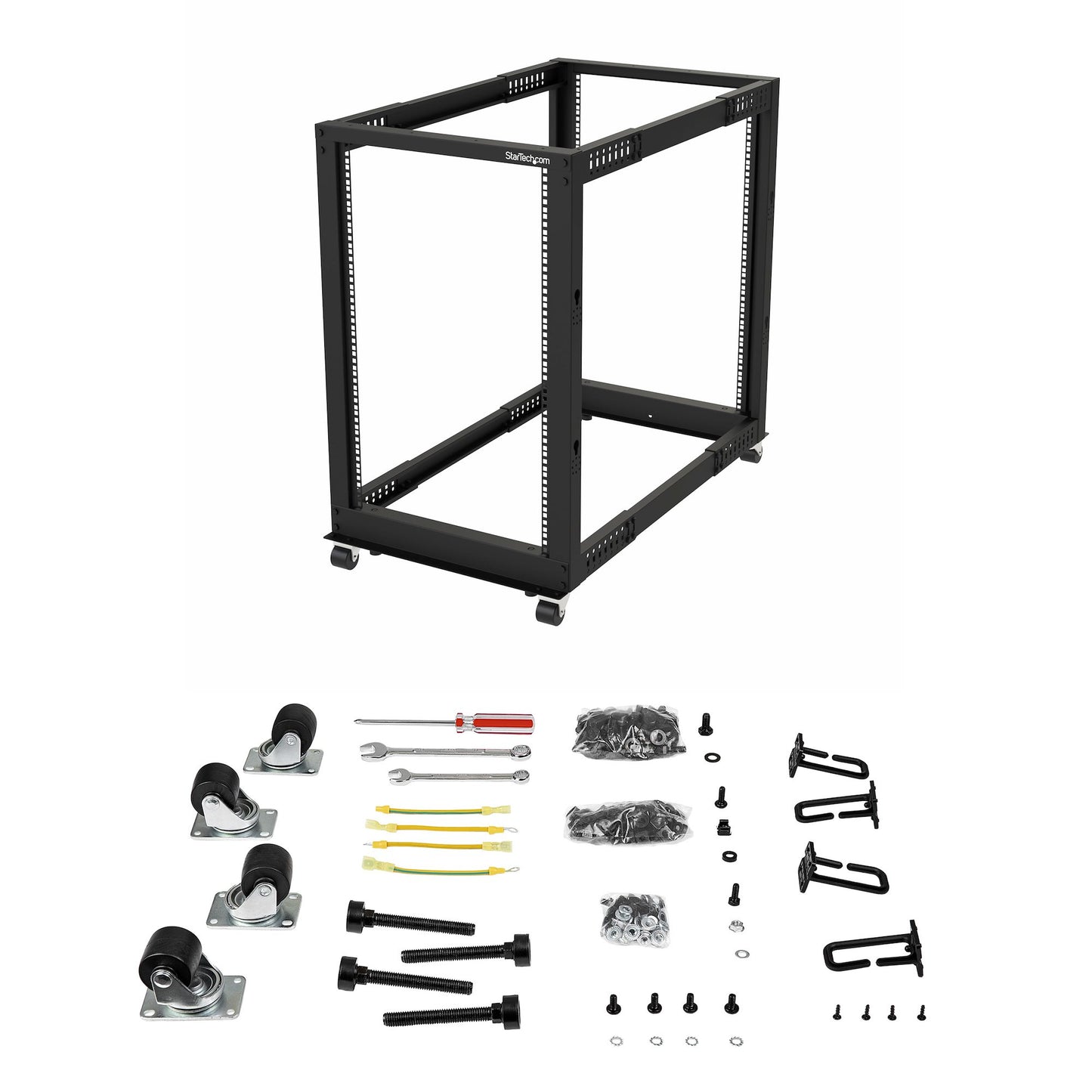 StarTech.com 4POSTRACK18U armario rack Rack o bastidor independiente Negro