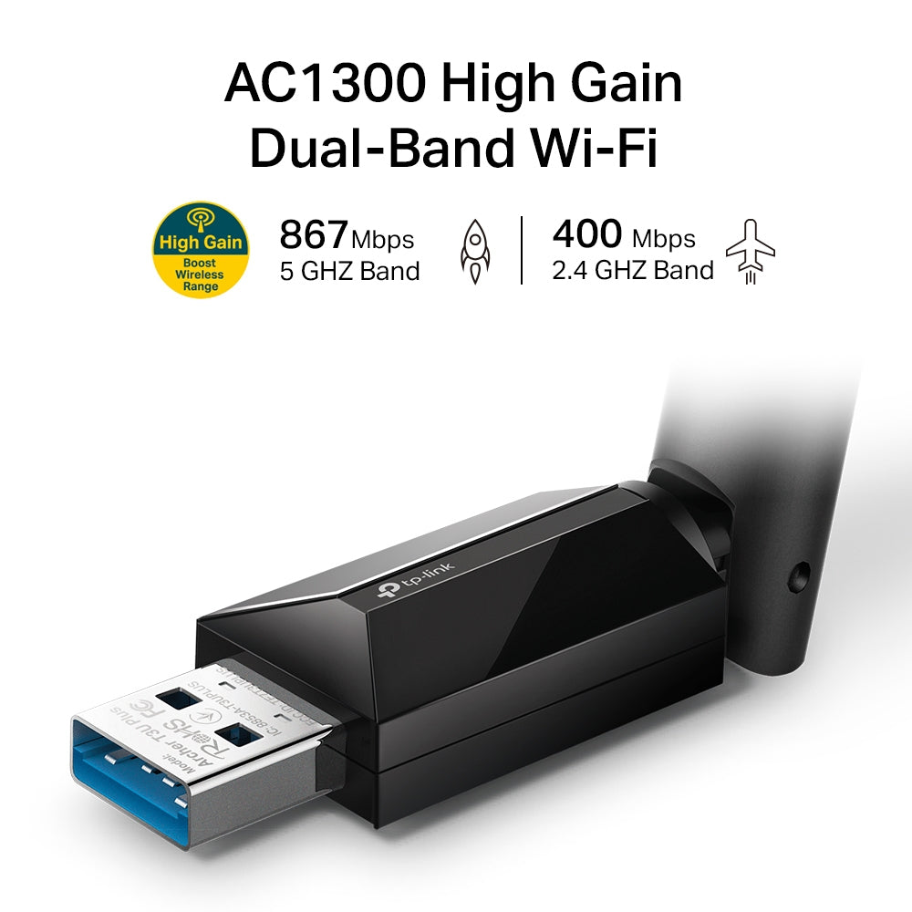 Adaptador TP-Link USB Inalámbrico de Doble Banda de Alta Ganancia AC1300