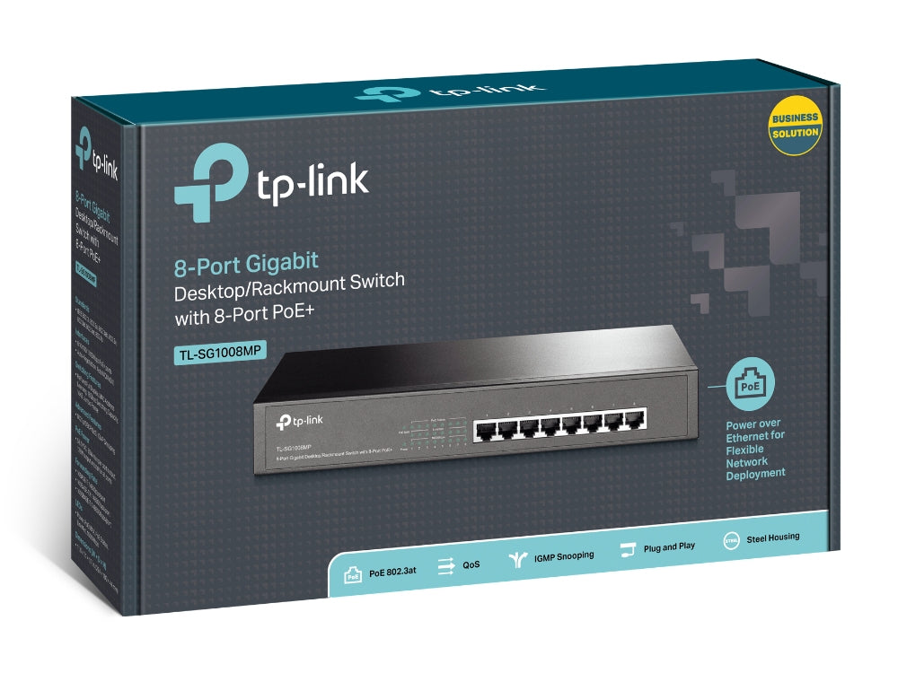 TP-Link TL-SG1008MP dispositivo de redes No administrado Gigabit Ethernet (10/100/1000) Energía sobre Ethernet (PoE) Negro