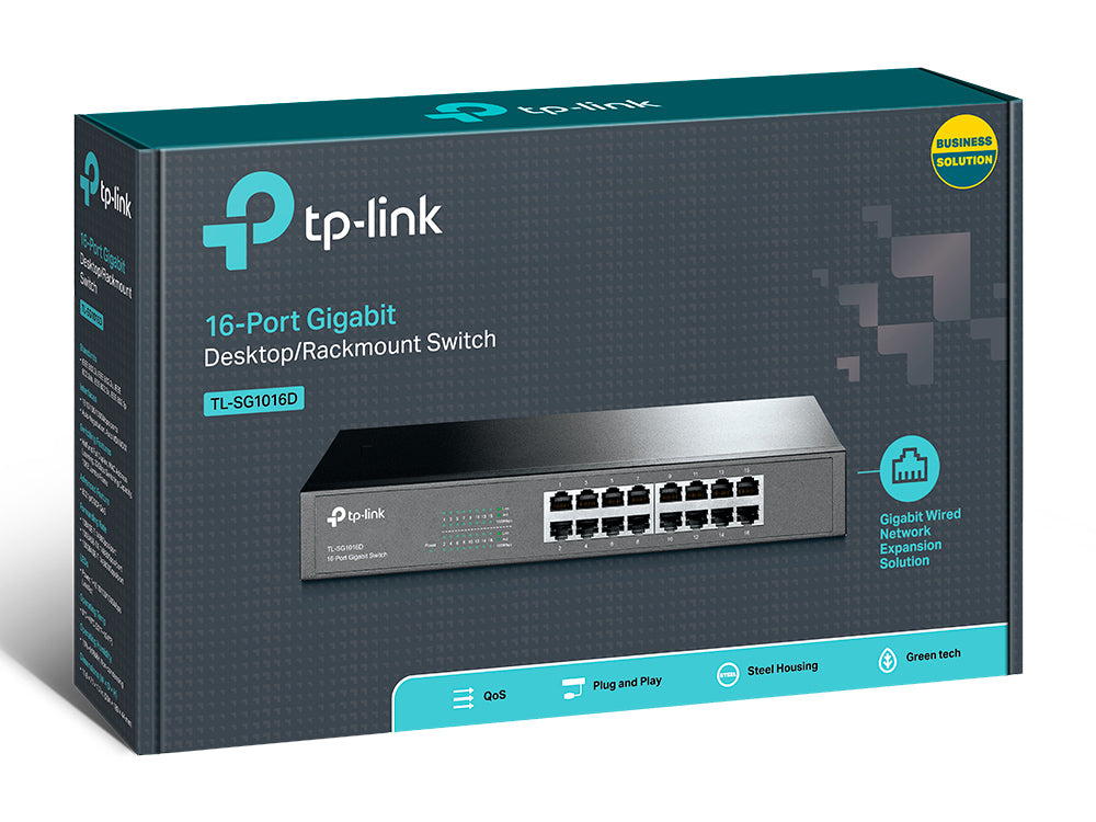 TP-Link TL-SG1016D dispositivo de redes No administrado L2 Gigabit Ethernet (10/100/1000) Negro