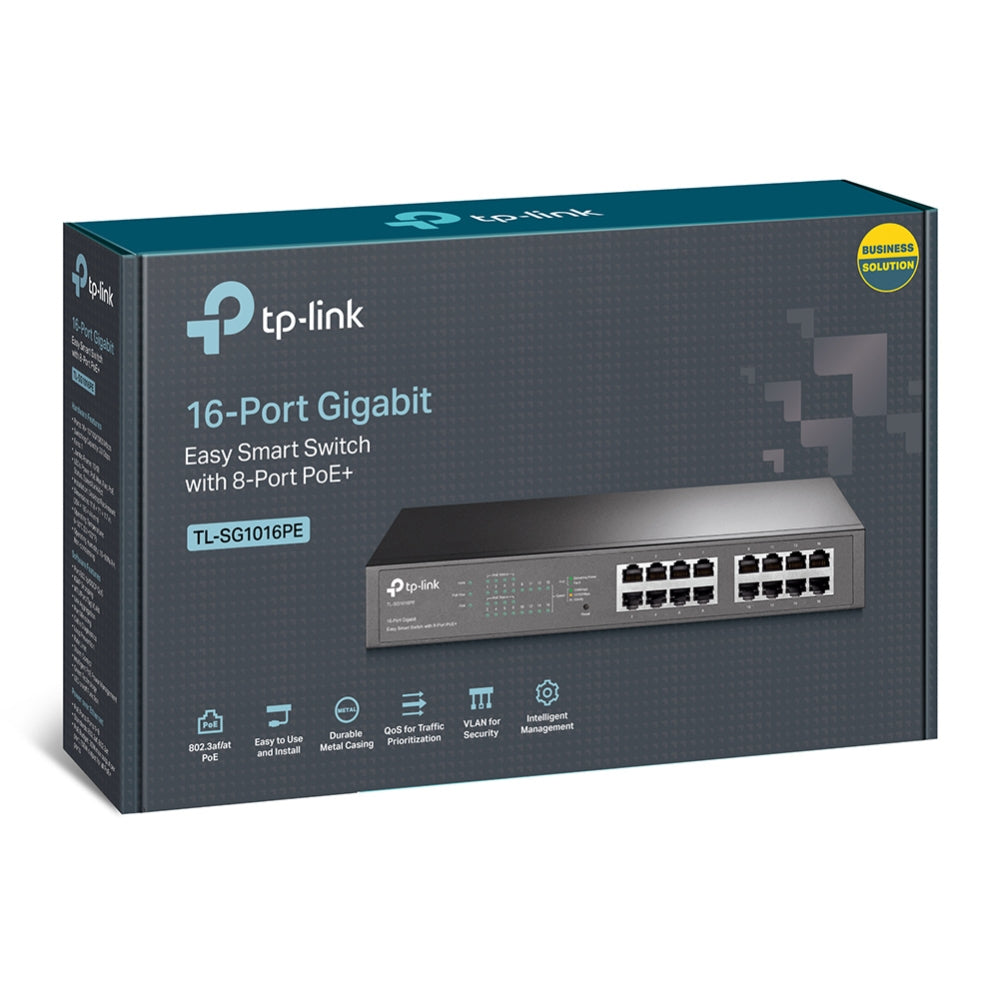 TP-Link TL-SG1016PE dispositivo de redes Gestionado L2 Gigabit Ethernet (10/100/1000) Energía sobre Ethernet (PoE) Negro