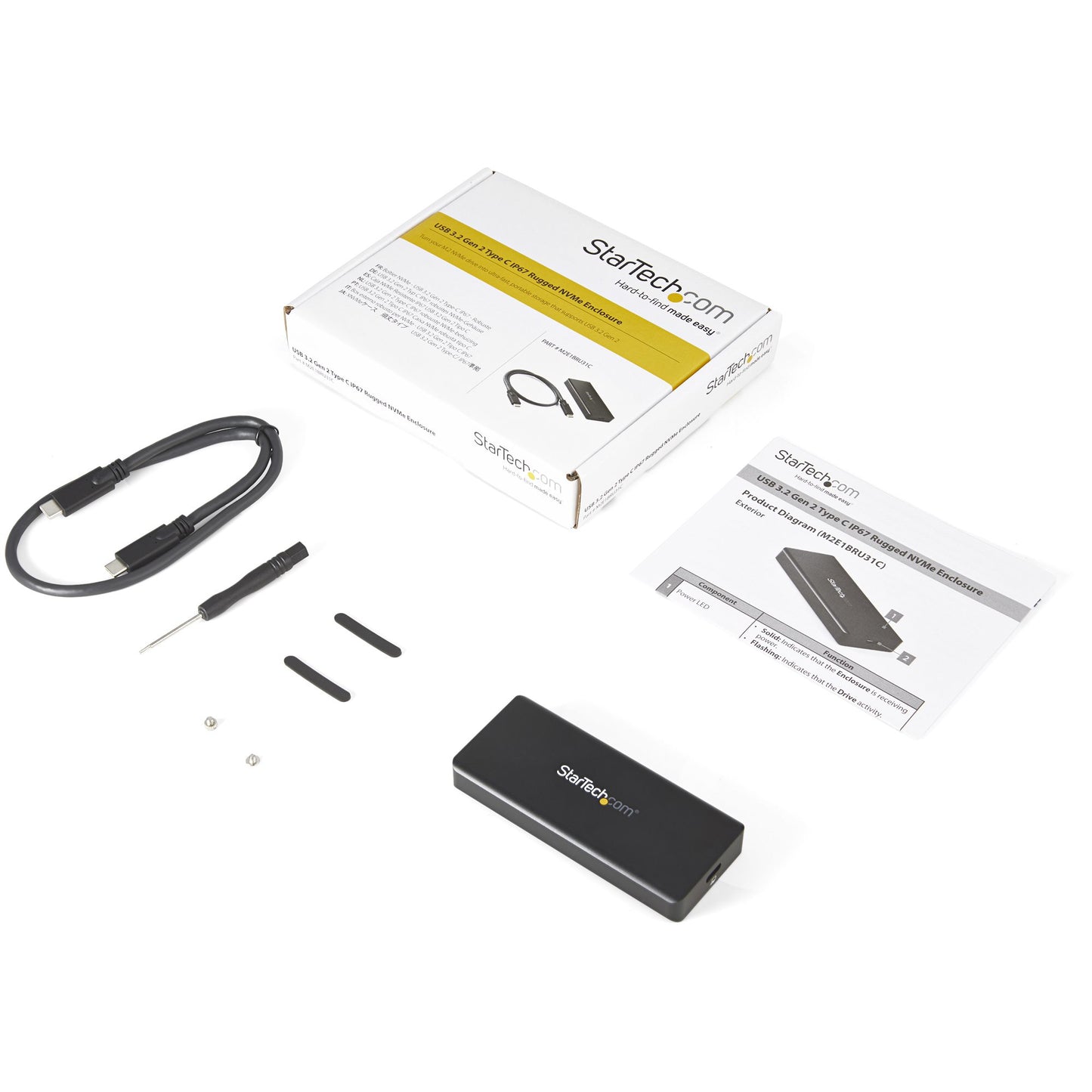 StarTech.com M2E1BRU31C caja para disco duro externo Carcasa para SSD Negro