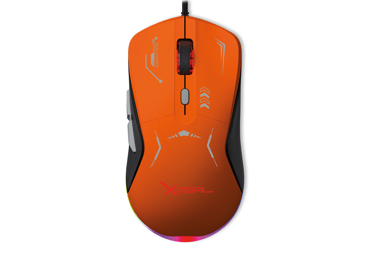 Mouse Gamer XZ-401 RGB 7200 Dpi 6 botones Conexion USB 1.5m Gris-Naranja