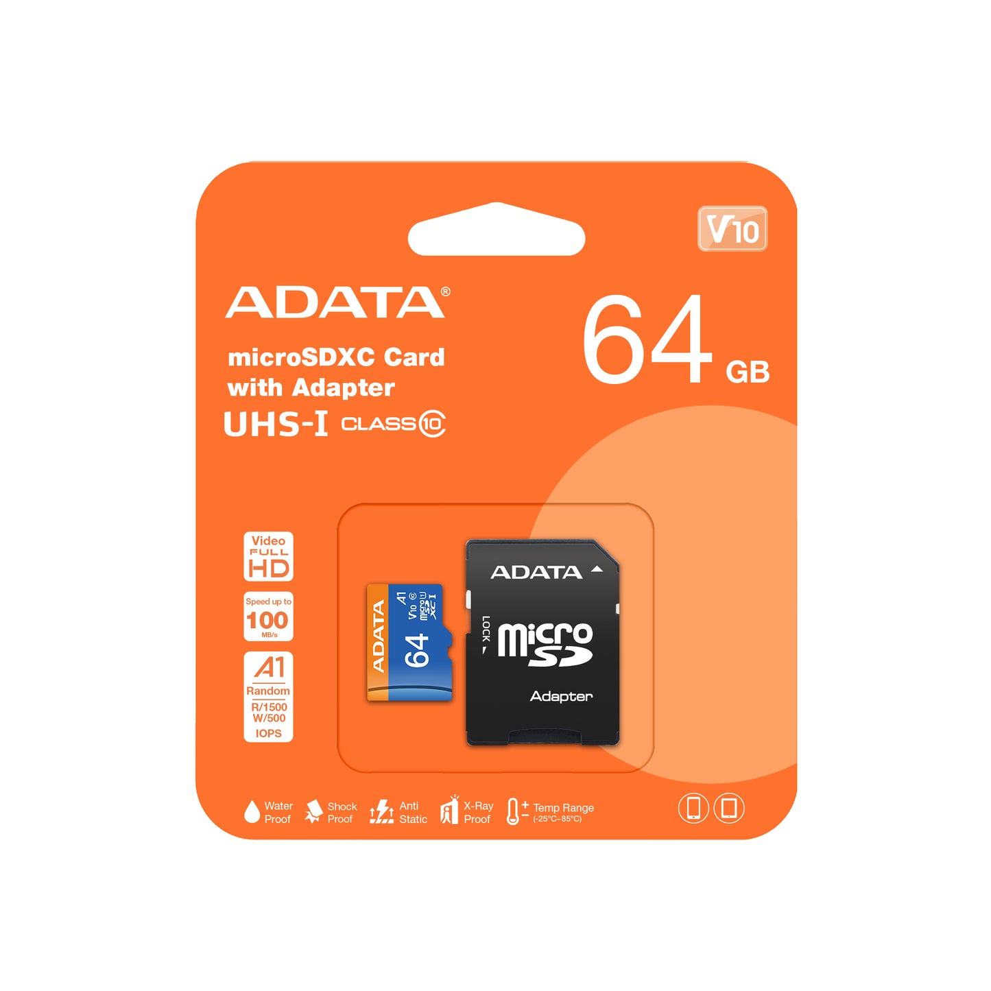 ADATA 64GB, microSDHC, Class 10 UHS-I Clase 10