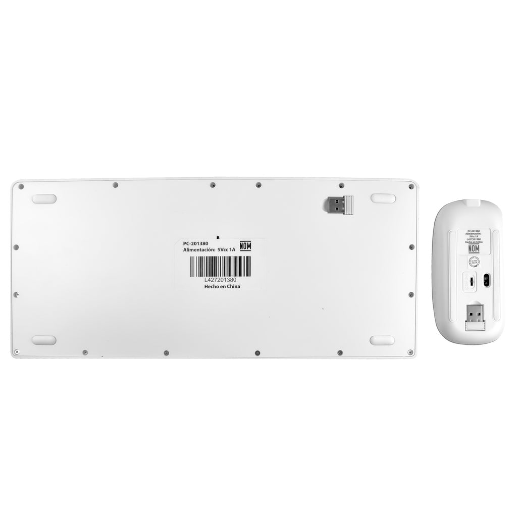 Kit Perfect Choice Teclado+Ratón 2.4Ghz+Bluetooth Recargable USB-C/USB-A Zebrary Blanco