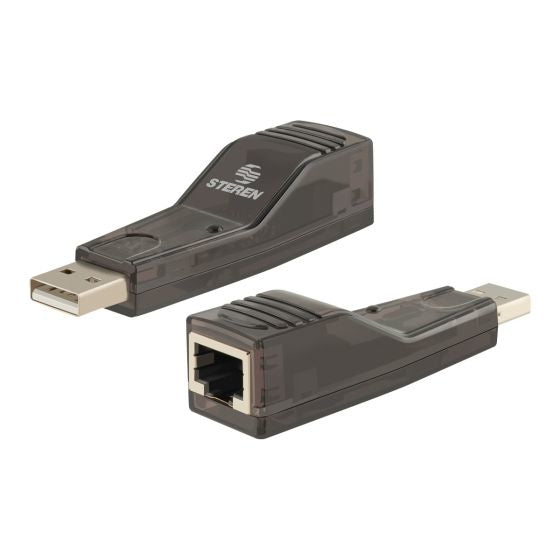 Adaptador Steren USB a Fast Ethernet RJ45 Color Negro