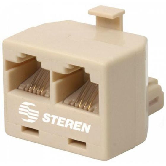 Adaptador Steren de Telefono y 2 Jacks a 1 Plug de 4 Cont. Paq. con 25 pzs