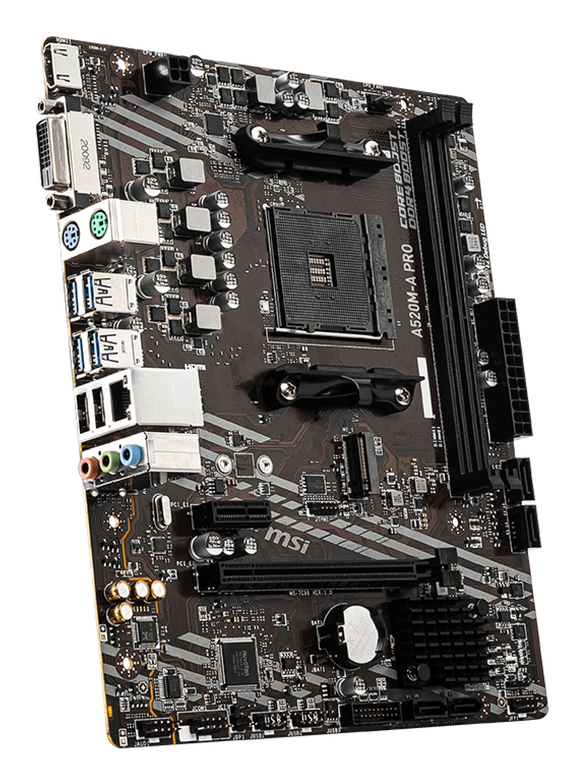 Tarjeta Madre MSI micro ATX A520M-A PRO S-AM4 AMD A520 HDMI 64GB DDR4 para AMD BIOS Actualizada para Serie Ryzen 5000