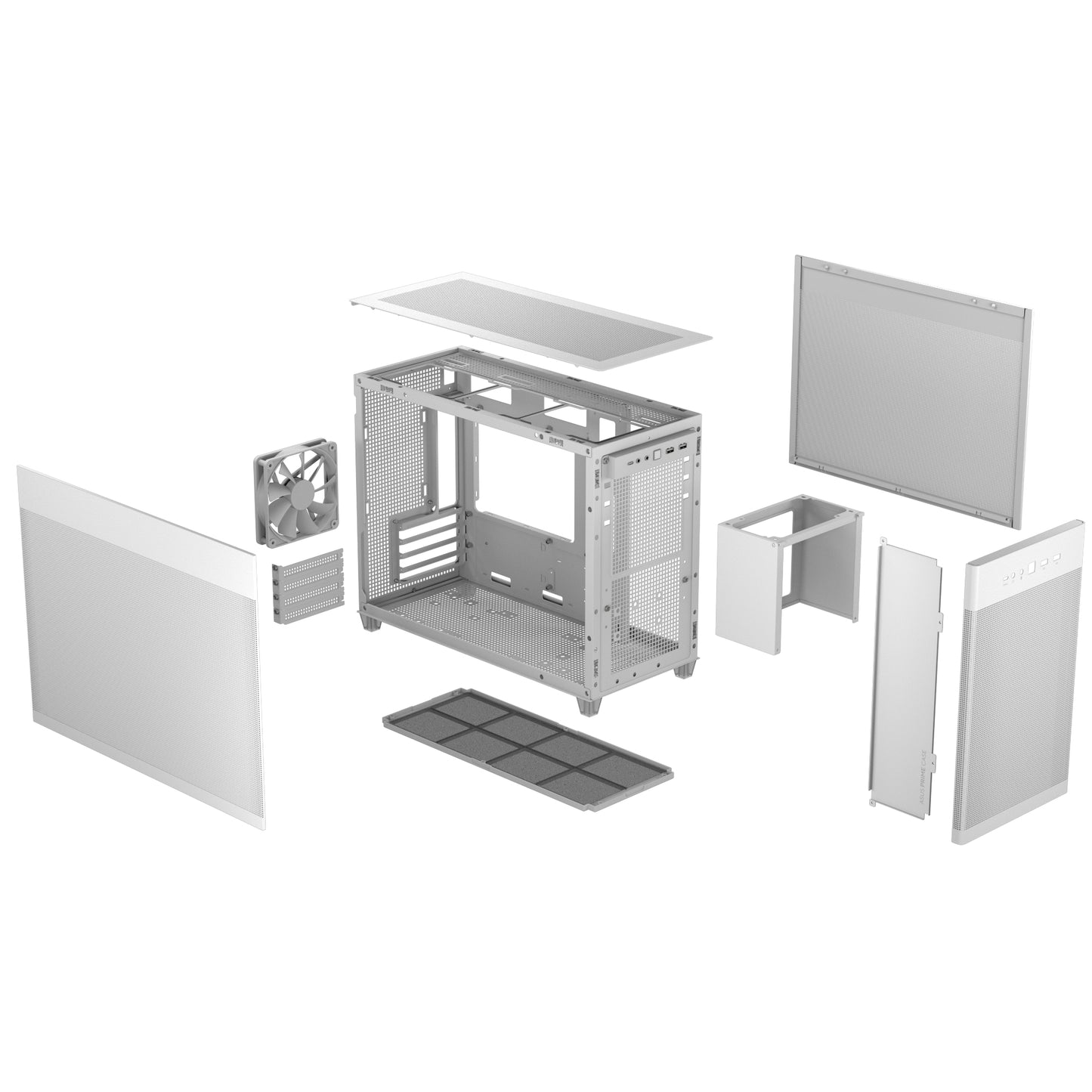 Gabinete Asus Prime AP201 White Paneles de Malla Micro ATX Blanco