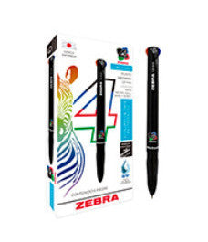 Bolígrafo Zebra 4 Color Retráctil Punto Mediano 1.0mm Colores Negro-Azul-Rojo-Verde C/6 Pzas