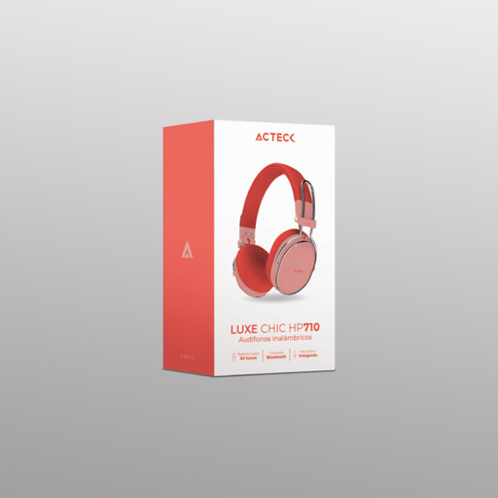 Audífonos Inalámbricos Acteck Over Ear Luxe Chic HP710 Recargables Elite Salmon