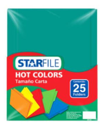 Folder StarFile Hot Colors Carta Color Azul Turquesa C/25 Pzas