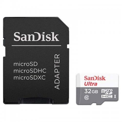 Memoria Micro SD SanDisk Ultra 32GB Micro SDHC UHS-I Clase 10 C/Adaptador Color Gris Rojo SDSQUNR-032G-GN3MA