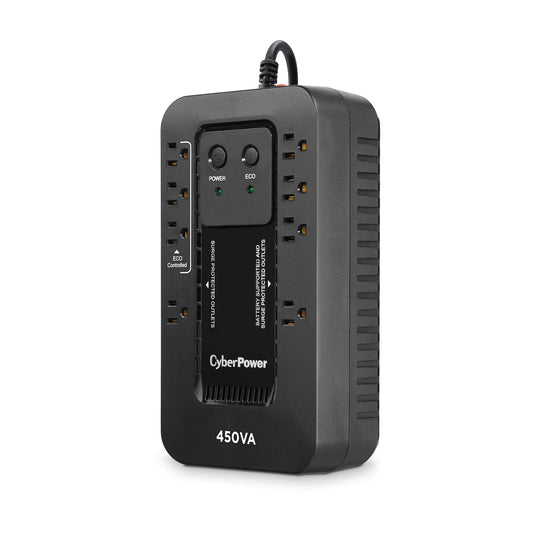 UPS CyberPower EC450G standby, 450 VA / 260 W, 8 salidas NEMA 5-15R, compacto, negro