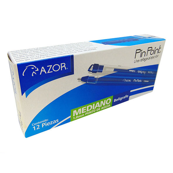 Bolígrafo Azor Pin Point Mediano 1.0mm Azul Caja C/12