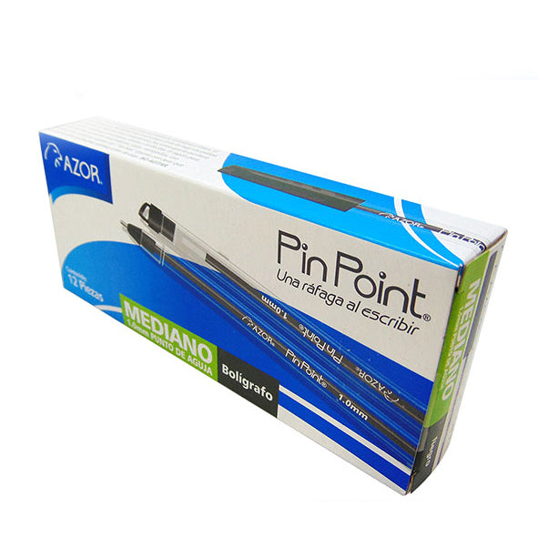 Bolígrafo Azor Pin Point Mediano 1.0mm Negro Caja C/12