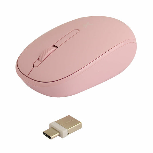 Mouse Inalámbrico Perfect Choice Whisper 2.4 GHz Conector Dual USB C/A Alcance 10m Color Rosa