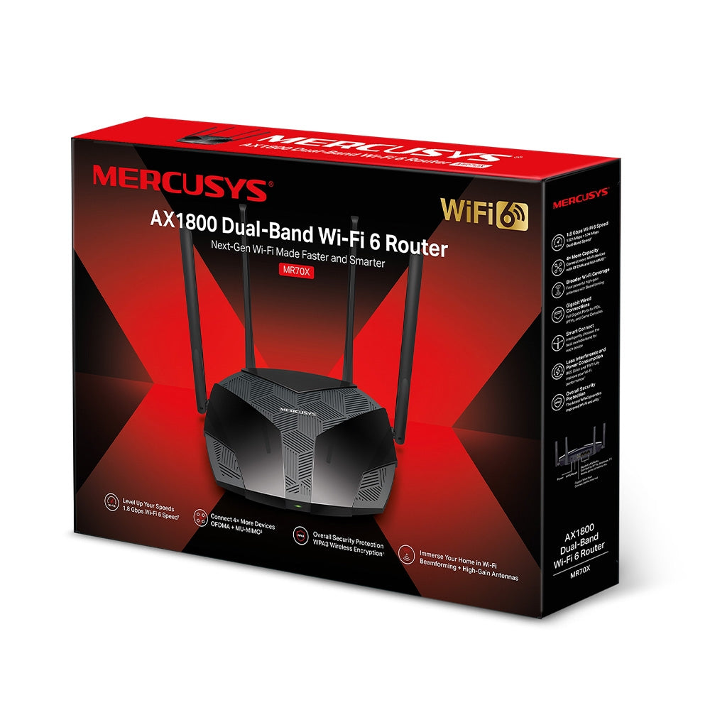 Mercusys MR70X router inalámbrico Gigabit Ethernet Doble banda (2,4 GHz / 5 GHz) Negro