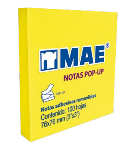 Notas Adhesivas Mae Pop-UP 3x3 Amarillo Neón 100H C/12