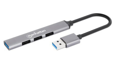 Manhattan 168427 nodo concentrador USB 3.2 Gen 1 (3.1 Gen 1) Type-A 5000 Mbit/s Gris
