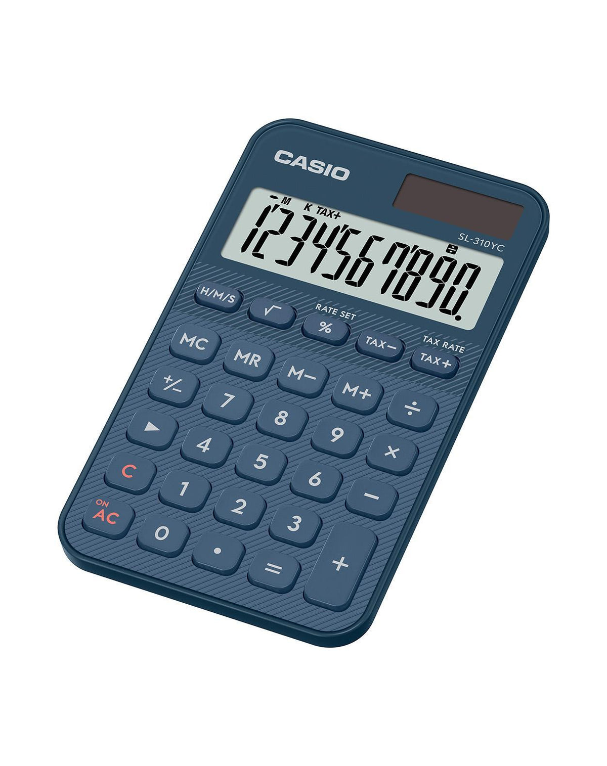 Calculadora Casio De Bolsillo SL-310YC-NY Color Azul De 10 Dígitos Pantalla Extragrande Solar Y Batería