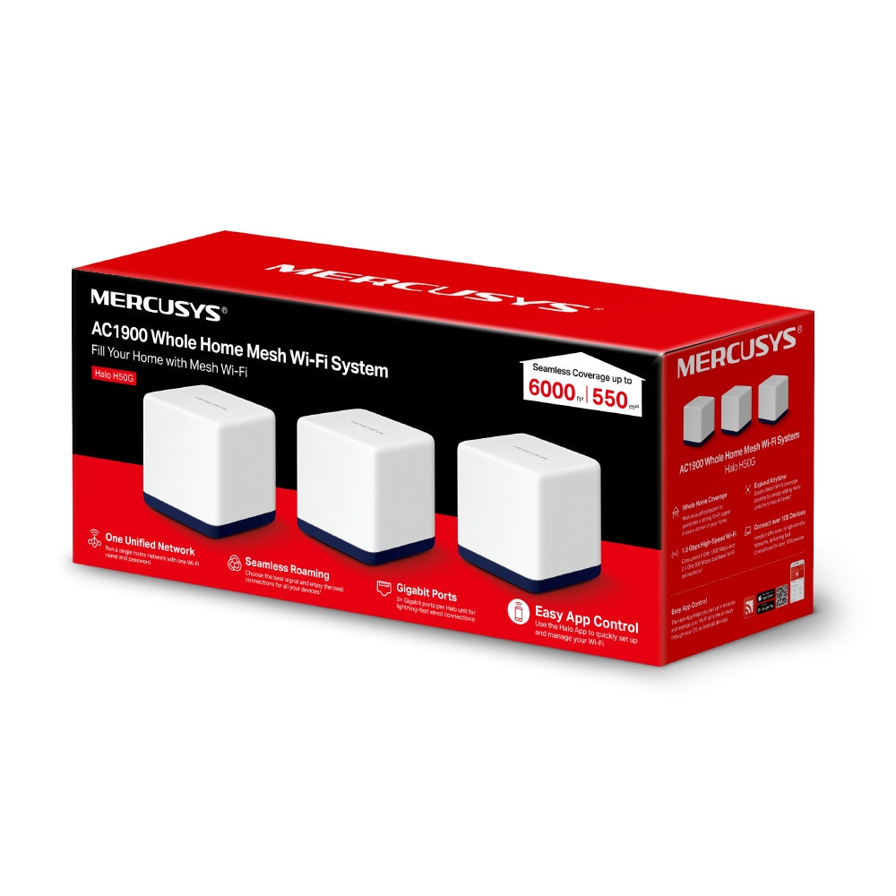 Mercusys Halo H50G (3-pack) Doble banda (2,4 GHz / 5 GHz) Wi-Fi 5 (802.11ac) Blanco Interno