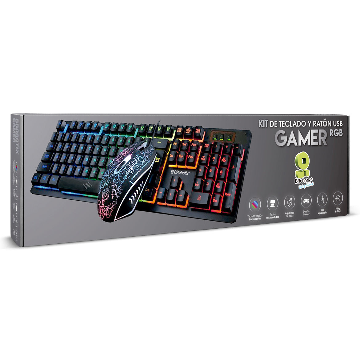 BRobotix 458977 teclado Ratón incluido Juego USB Negro