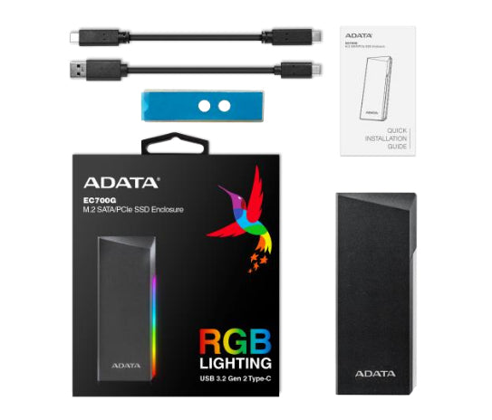 Carcasa Adata XPG EC700 M.2 RGB PCLE Compatible con Xbox Series S y Series X Color Negro