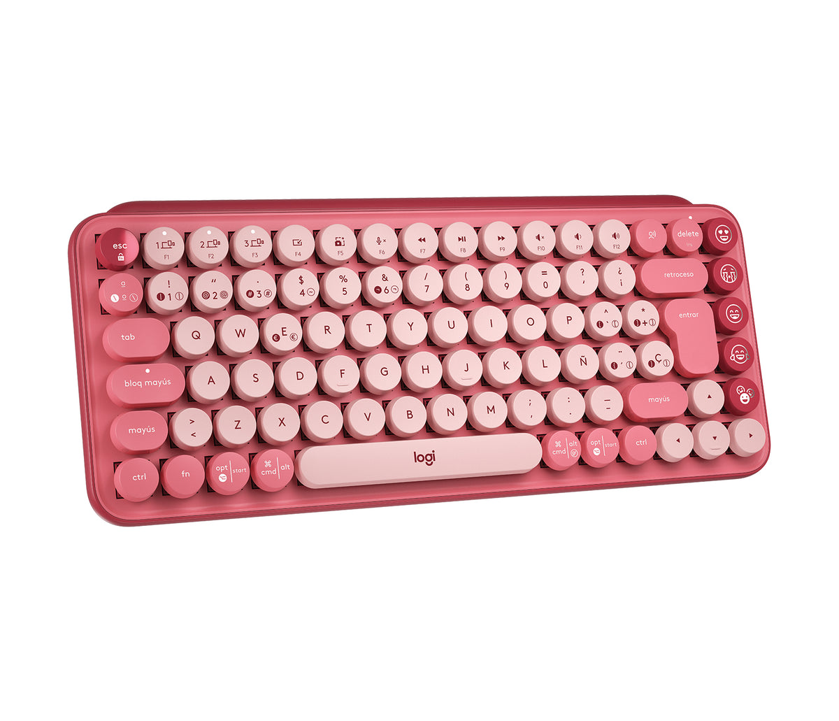 Teclado Logitech Pop Mecánico Teclas Emoji Personalizables Color Rosa Coral