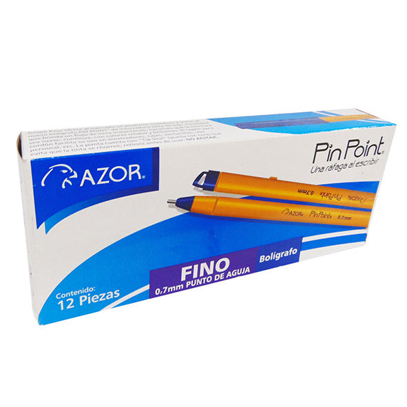 Bolígrafo Azor Pin Point Fino 0.7mm Azul Caja C/12