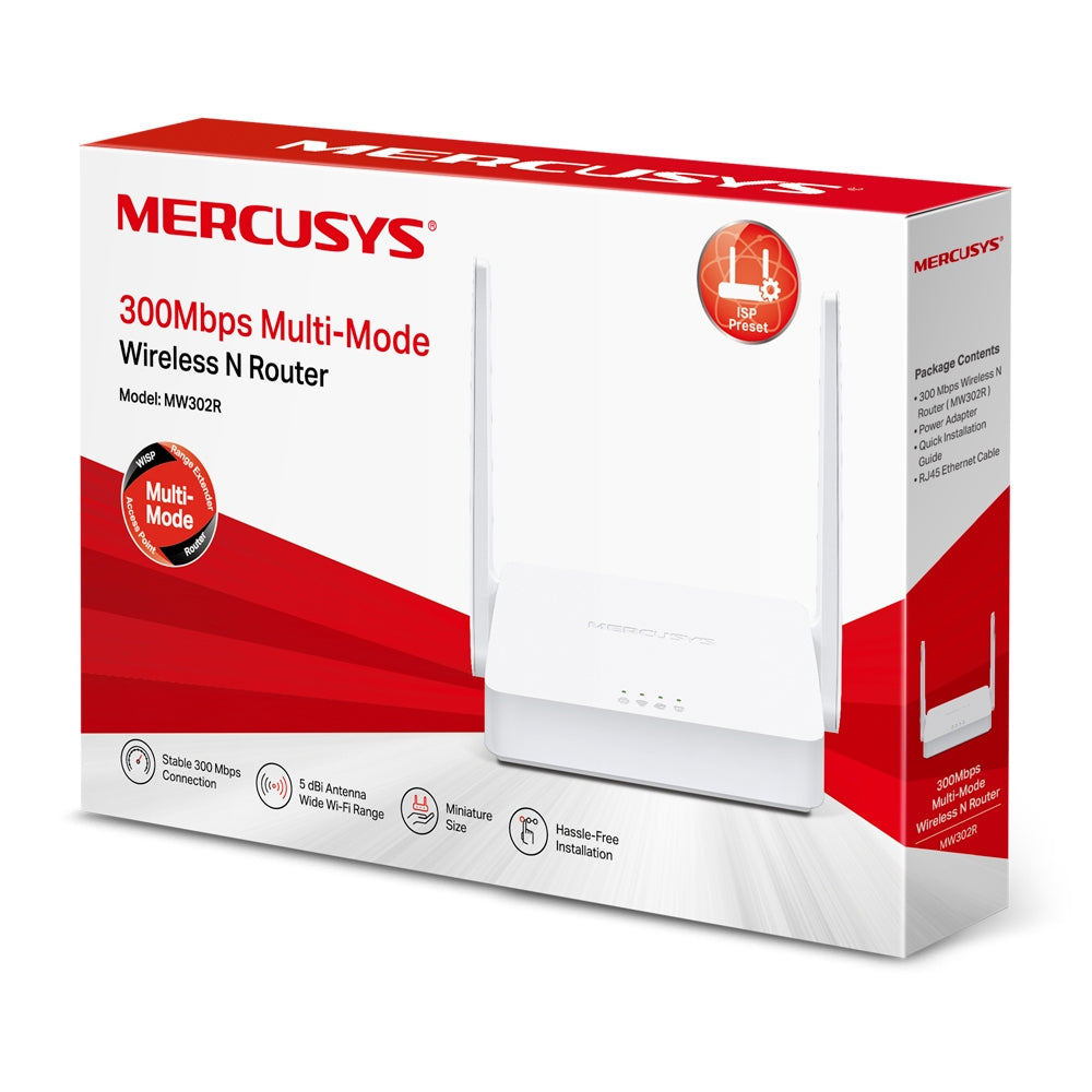 Mercusys MW302R router inalámbrico Ethernet rápido Banda única (2,4 GHz) Blanco