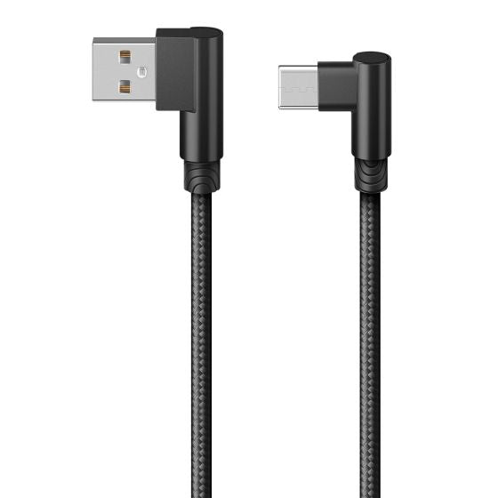 Cable Steren USB a USB-C Conectores a 90 grados 1.2m Color Negro