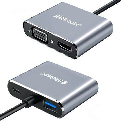 BRobotix 6000687 base para laptop o replicador de puertos USB 3.2 Gen 1 (3.1 Gen 1) Type-C Plata