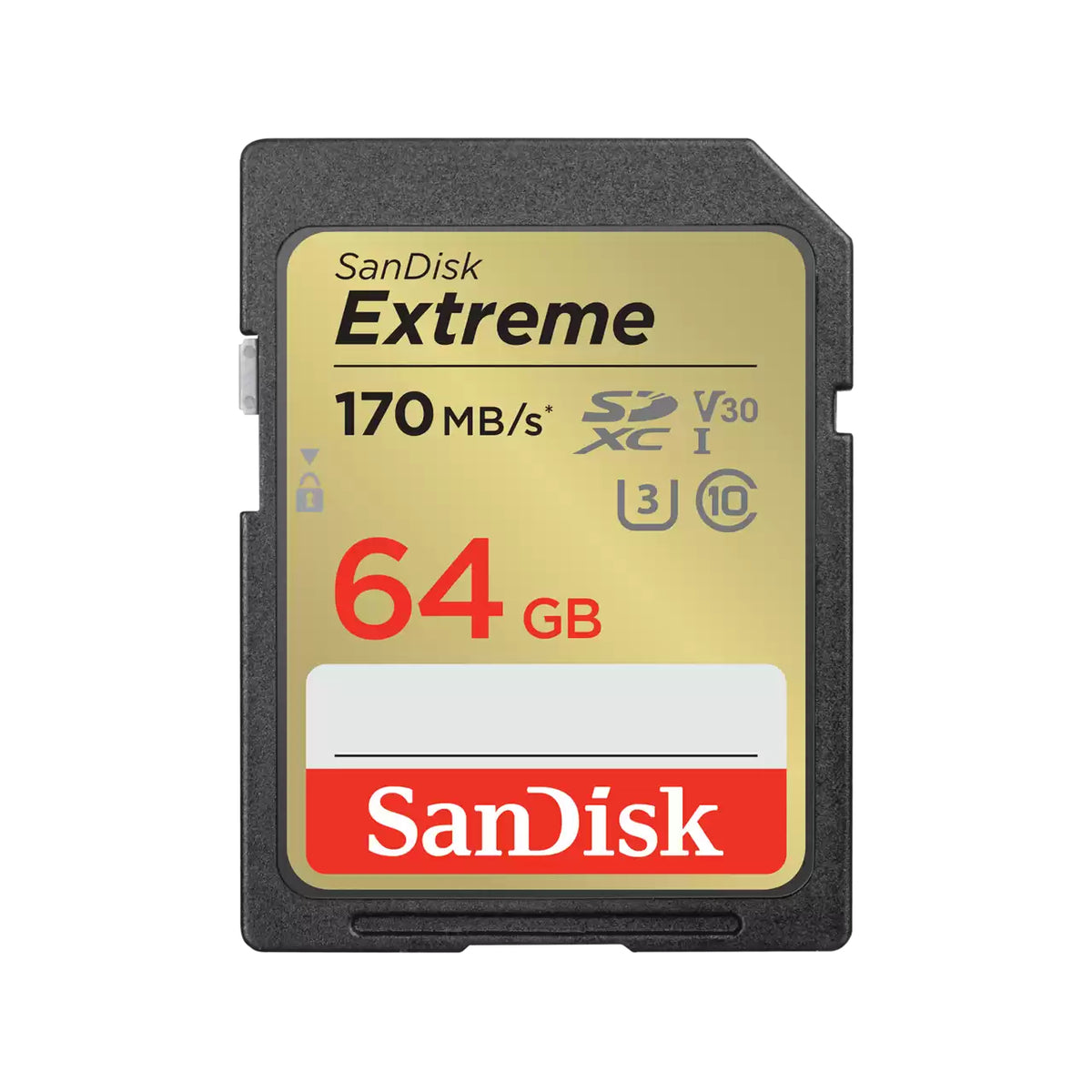 Memoria SD SanDisk Extreme 64GB SDXC UHS-I Clase 10 Lect 170/70 MBs V30 4K SDSDXV2-064G-GNCIN
