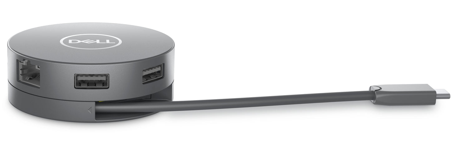 Adaptador Dell 6 en 1 USB-C USB/HDMI/DP/RJ45 8W Color Plata