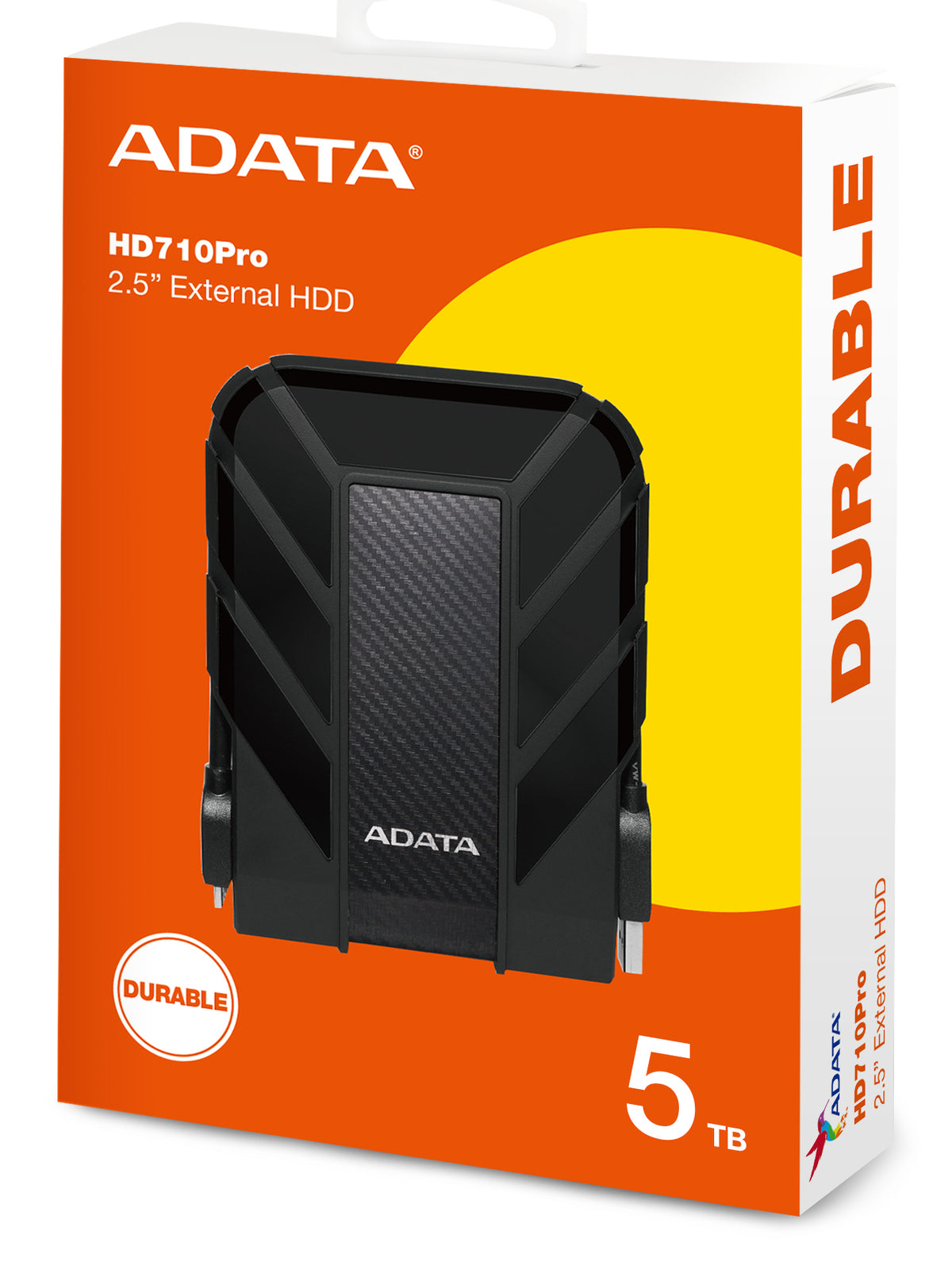 Disco Duro Externo Adata 5TB HD710 Pro 2.5" USB-A 3.2 Negro Resistente a Prueba de Agua Polvo y Golpes
