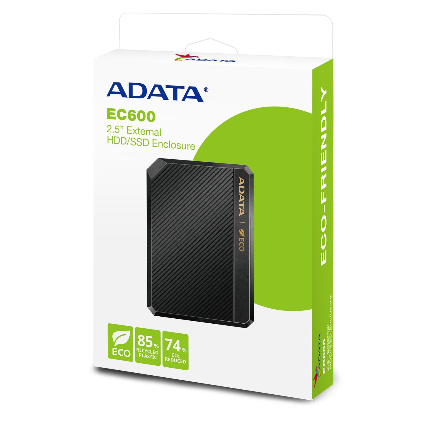 Enclosure SSD Adata EC600 Negro USB 3.2 SATA 2.5" Compatible con 2.5" SATA HDD EC600-BCBK