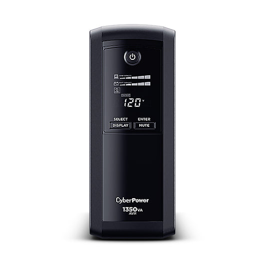 UPS CyberPower CP850AVRLCDA de línea interactiva, 850 VA / 510 W, 9 contactos, AVR, LCD, torre