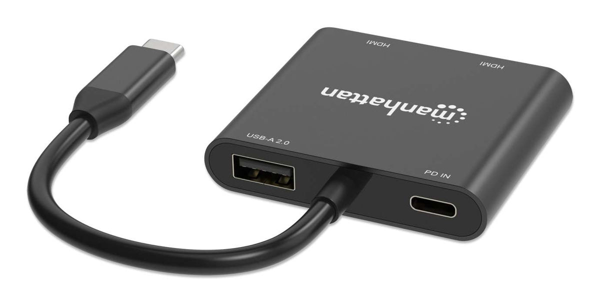Convertidor USB-C Manhattan a HDMI 2 puertos 4K - MST
