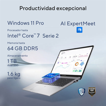 Laptop Asus ExpertBook Essential P1503CVA Intel Core 7 240H DDR5 16GB 512GB windows 11 pro
