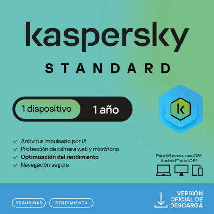 Licencia Antivirus ESD Kaspersky Standard 1 Año 1 Dispositivo