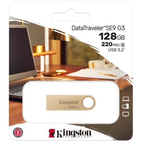 Memoria USB Kingston DataTraveler SE9 G3 128GB USB 3 2 Lectura 220MB/s Dorado