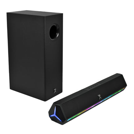 Barra de Audio Perfect Choice Emphoria iluminción RGB 2.1 con Subwoofer 70W Color Negro